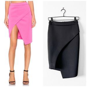 Revolve BLQ Basic Black Scuba Knit Wrap Skirt Sz 0